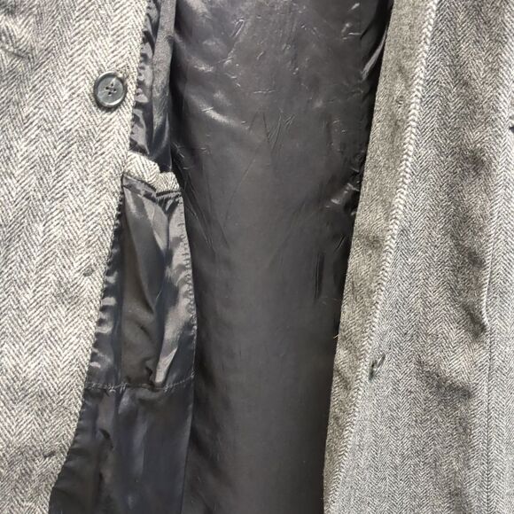 VTG Alorna Long Black and Gray Herringbone Coat Women's Size Petite Large - Picture 11 of 12